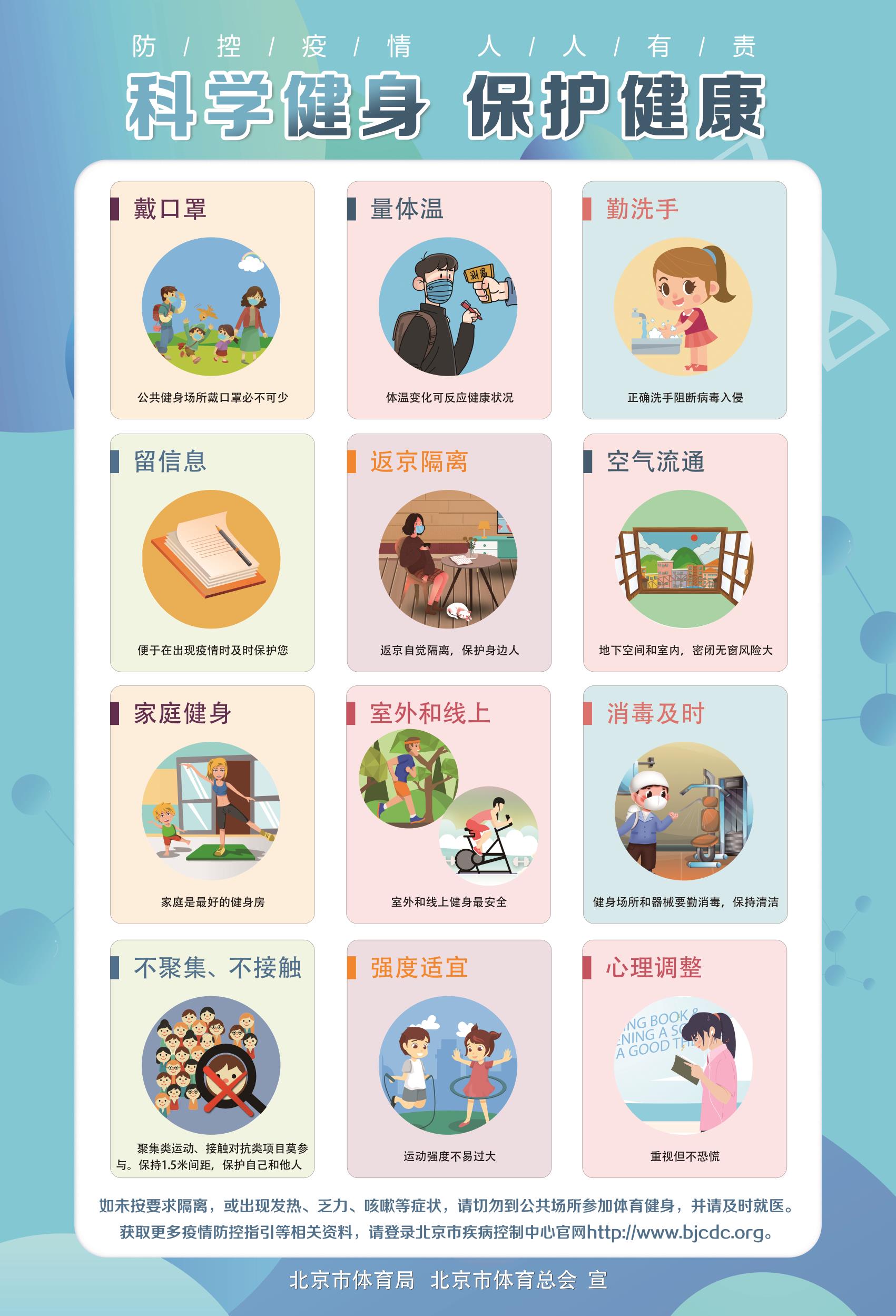 防控疫情，人人有责，科学健身，保护健康